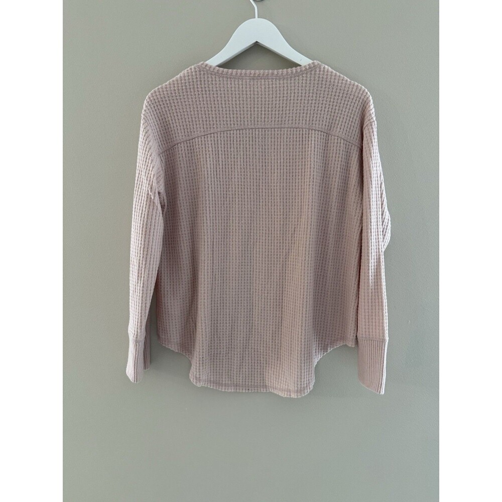Lucky Brand Pink Waffle Knit Long Sleeve V-Neck Shirt - Small - Picture 2 of 3